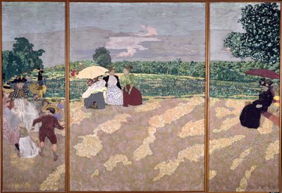 The Public Gardens: The Nurses, The Conversation and The Red Umbrella by Edouard Vuillard